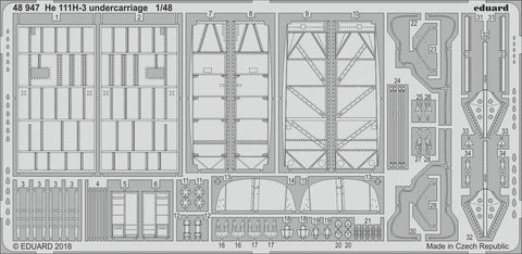 Eduard 1/48 scale photoetched detail for He 111H-3 undercarriage by ICM - 48947