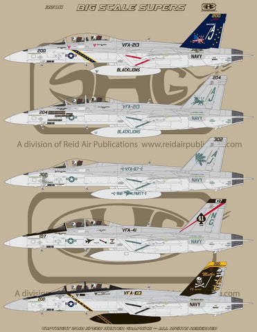 Speed Hunter Graphics 1/32 decal F-18E and F Super Hornet Big Scale Supers 32011