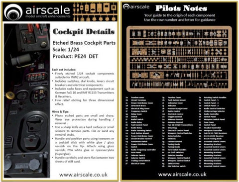 Airscale 1/24 photo etch cockpit details - PE24DET