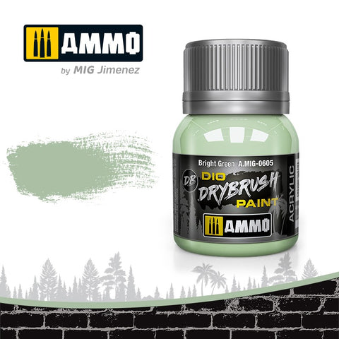 Ammo by Mig Dio Drybrush dense acrylic paint #0605 Bright Green - 40mL