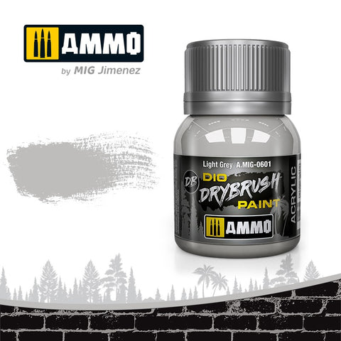 Ammo by Mig Dio Drybrush dense acrylic paint #0601 Light Gray - 40mL