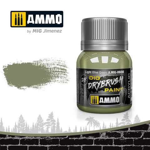 Ammo by Mig Dio Drybrush dense acrylic paint #0608 Olive Green - 40mL