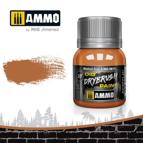Ammo by Mig Dio Drybrush dense acrylic paint #0611 Medium Rust - 40mL