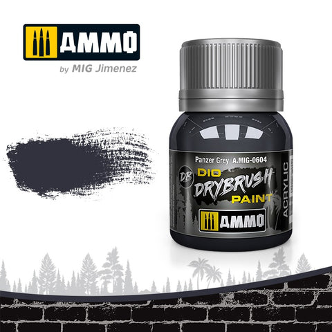 Ammo by Mig Dio Drybrush dense acrylic paint #0604 Panzer Grey - 40mL