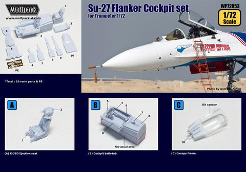 Wolfpack 1/72 scale resin Su-27 Flanker Cockpit set for Trumpeter - WP72053