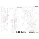 HGW 1/48 scale wet transfer (decals) L-29 Delfín - 248039 for Eduard or AMK kits