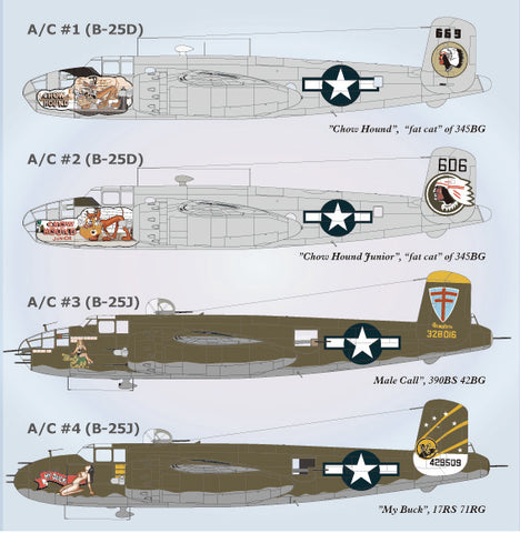 Lifelike 1/72 decal NA B-25 Mitchell Pt 4 for Airfix B-25C/D & HSG B-25J - 72042