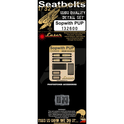 HGW 1/32 scale Seatbelts for Sopwith PUP aircraft kit - 132600
