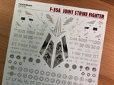 Caracal 1/72 decals CD72107 - F-35A Joint Strike Fighter for Hasegawa