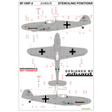 HGW 1/48 scale wet transfer Messerschmitt Bf 109F Stencils - 248045