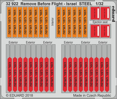 Eduard 1/32 - Steel photoetch with color - Remove Before Flight - Israel - 32922