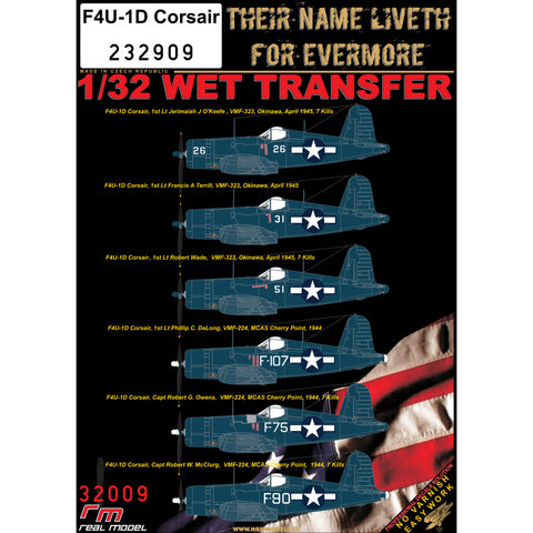 HGW 1/32 scale wet transfers for F4U-1D CORSAIR - 232909 HGW 1/32 scale wet transfers for F4U-1D CORSAIR - 232909