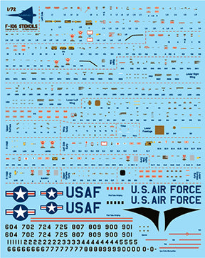 Fundekals 1/72 scale Stencils for Convair F-106 Delta Dart kits - FUN72007