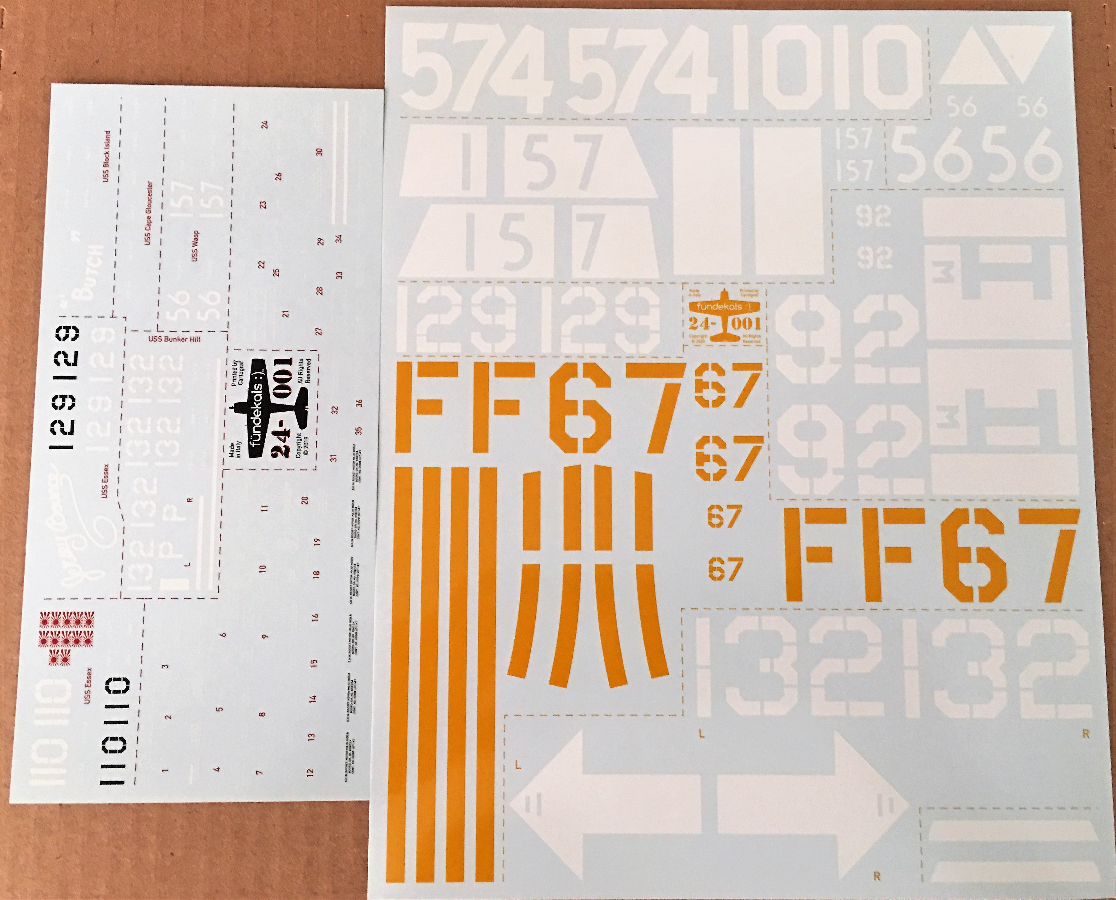 Fundekals 1/24 decals Grumman F6F Hellcats for Airfix model kit - 24001 Fundekals 1/24 decals Grumman F6F Hellcats for Airfix model kit - 24001