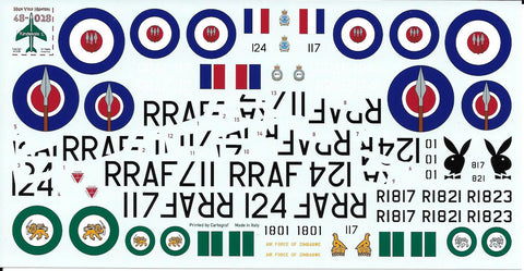 Fundekals 1/48 Scale Decals - Rhodesian/Zimbabwe Hawker Hunters Airfix FUN48028