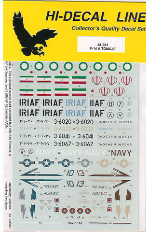 Hi-Decal Line 1/72 decal set for F-5E/F Tiger II Azarakhsh 72052