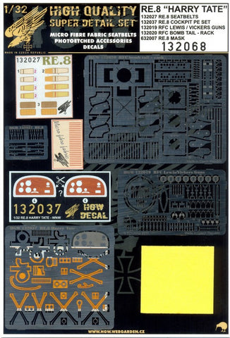 HGW 1/32 Super detail RE.8 Harry Tate for Wingnut Wings & Roden 132068