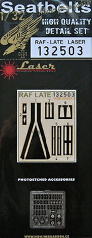 HGW 1/32 Laser pre-cut seatbelts for RAF - Late 132503