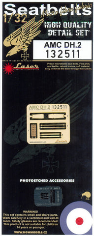 HGW 1/32 scale seatbelts for AMC DH2 for Wingnut Wings - 132511