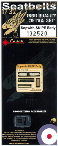 HGW 1/32 Laser seatbelts Sopwith SNIPE Early for Wingnut Wings #132520