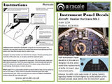 Airscale 1/24 Hawker Hurricane Instrument Panel decal AS24HUA