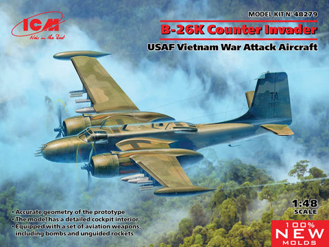 ICM 1/48 Scale B-26K Counter Invader USAF Vietnam War Attack Aircraft - kit 48279