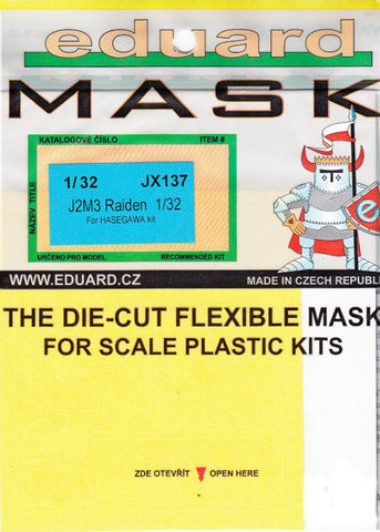 Eduard 1/32 Scale Mask for J2M3 Raiden by Hasegawa - JX137