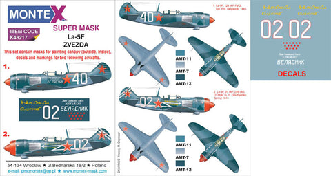 Montex 1/48 masks, decals & markings Zvezda La-5F - K48217