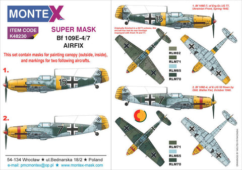 Montex 1/48 masks & markings for Airfix Bf 109E-4/7 - K48230