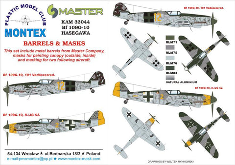 Montex 1/32 Masks, markings & barrels for Hasegawa Bf 109G-10 - KAM32044