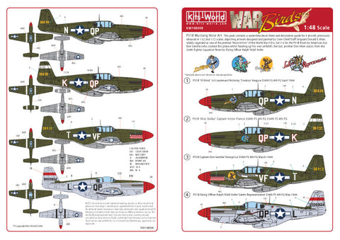 Kits-world 1/48 Scale P-51B Mustang Decal Sheet - KW148008