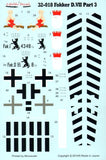 Lifelike 1/32 decal for Fokker D.VII Pt 3 for Wingnut Wings D.VII Series #32-018