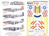 Lifelike 1/48 decal for North American P-51 Mustang Pt 1 for Tamiya - 48-015