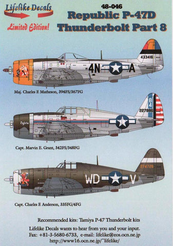 Lifelike 1/48 decal Republic P-47D Thunderbolt Pt 8 for Tamiya - 48-046