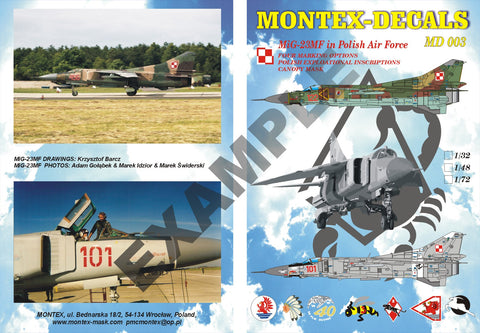 Montex 1/72 decals & mask for MiG-23MF in Polish AF - MD003-72
