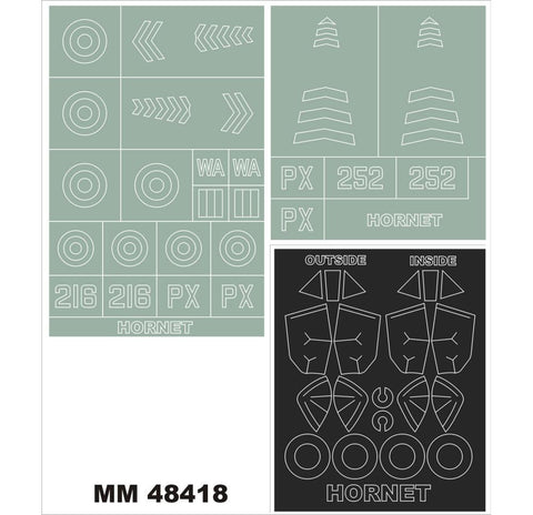 Montex 1/48 masks & markings Trumpeter kit#02893 DH Hornet - MM48418