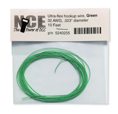 NCE #5240255 Ultra-Flex Hookup Wire Green - 32AWG .023"diameter, 10 Feet