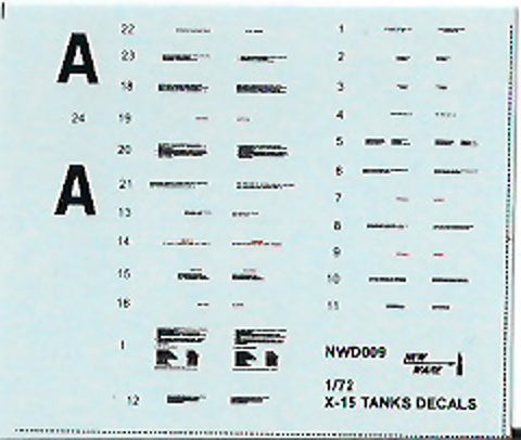 New Ware 1/72 X-15 A-2 Tank Decals for Revell - NWD009