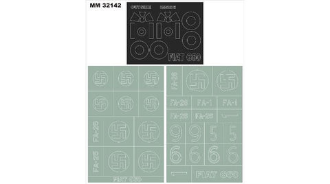 Montex 1/32 masks for Fiat G.50 for Special Hobby SH32044 - MM32142
