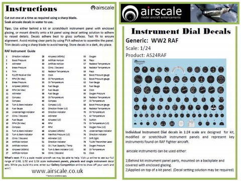 Airscale 1/48 scale WWII RAF Cockpit Instrument decals - AS48RAF