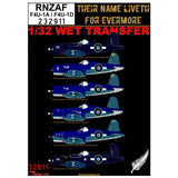 HGW 1/32 scale wet transfers for RNZAF F4U-1A / F4U-1D - 232911