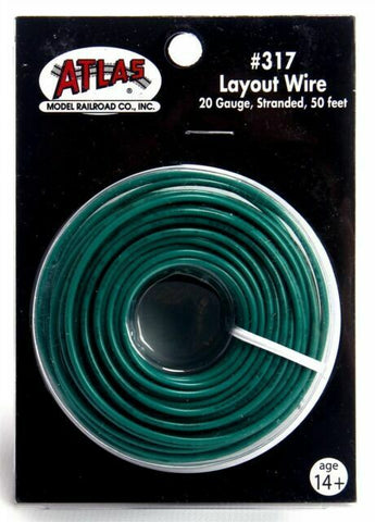 Atlas #317 HO Layout Wire, 20 Gauge - Stranded (50ft) Green