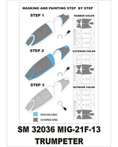 Montex 1/32 canopy masks Mig-21F13 for Trumpeter - SM32036