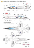 Wolfpack 1/48 decal T-38A Talon USAF 1960 ~ 80 Era - WD48003 for Wolfpack kits
