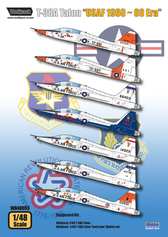 Wolfpack 1/48 decal T-38A Talon USAF 1960 ~ 80 Era - WD48003 for Wolfpack kits