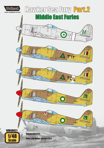 Wolfpack 1/48 decal Hawker Sea Fury Pt.2 Middle East Furies for Airfix - WD48021